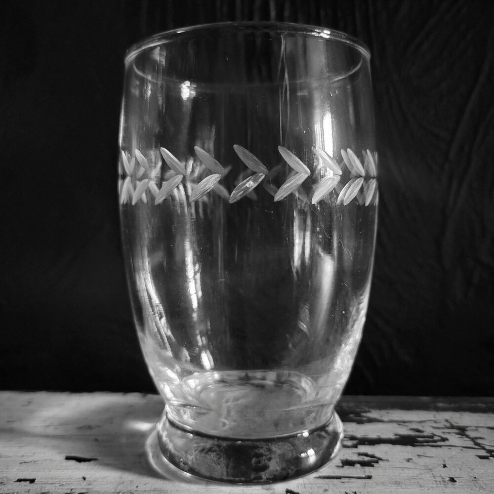 Vtg Anchor Hocking Laurel Etched Tumbler Glasses 4.625" 12 fl Oz Clear Glassware